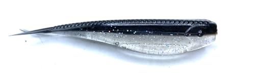 Phat Pak Baits - Micro Drunkin Shad Tiny Fluke Style LiveScope FFS Soft Jerkbait 2.5" 30ct Soft Plastic BFS Bass Fishing Lure - color: Clear Water Black Shad