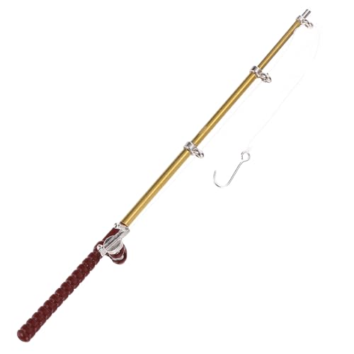 Angoily Mini Fishing Rod Model 5.31 Inch Miniature Fishing Pole Dollhouse Accessories Micro Landscape Decor for DIY Mini House Display