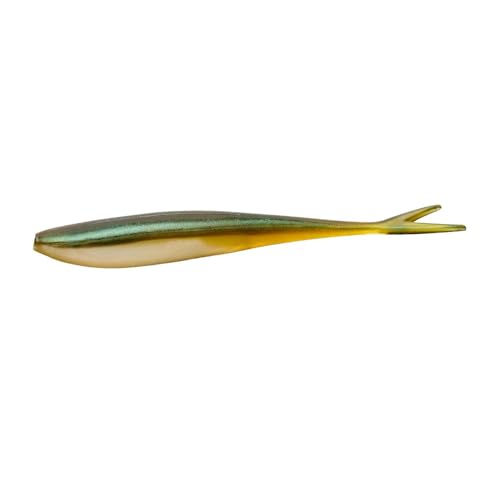 Lunker City Fishing Freaky Fish 5.5" Split Tail Soft Plastic Minnow Bass Lure Stick Bait Shad Jerkbait, 6 Per Bag, Made in The USA - color: 06 Arkansas Shiner