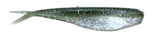 Phat Pak Baits - Micro Drunkin Shad Tiny Fluke Style LiveScope FFS Soft Jerkbait 2.5" 30ct Soft Plastic BFS Bass Fishing Lure - color: Hologram Green Shiner