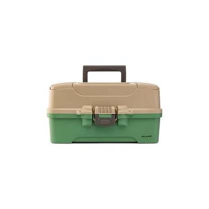 Plano Three-Tray Tackle Box Catfish Kit, Green/Tan, Rust-Proof Brass Latch, Top-Access Tray Compartments with Deep Storage, Made in the USA, Portable Fishing Gear Storage Organizer - style: Catfish