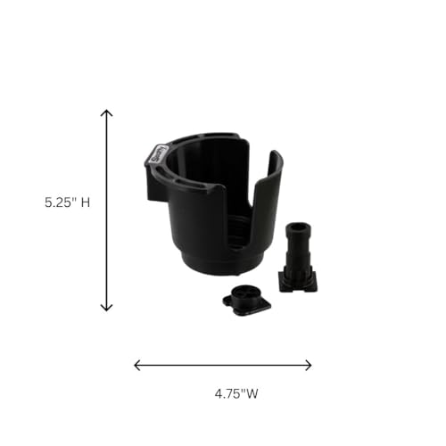 Scotty #311-BK Cup Holder with Rod Holder Post and Bulkhead Black | Boating & Kayak Accessory, Drink Holder for Cans, Coffee Mugs, and Insulated Sleeves, Heavy-Duty Nylon