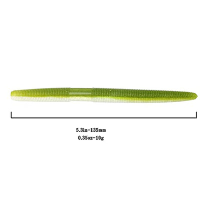 Soft Plastic Bass Fishing Lure 5.3" Senko Style Worms-Salt Impregnation, Ribbed Design Slow Sinking Swimbaits - color: 05-Watermelon cream