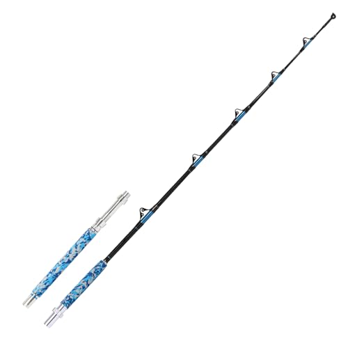 Fiblink Fishing Trolling Rod 1 Piece/2 Piece Saltwater Offshore Heavy Roller Rod Big Game Conventional Boat Camo Fishing Pole (6'/6'6",30-50lb/50-80lb/80-120lb) - style: 6' 80-120lbs--2pc--straight