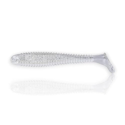 Moose Baits 3.8” Paddle Swimmer Soft Plastic Baits – Bass Fishing Lures - Soft Lure Bass, Durable Plastic Bait Swimmer for Freshwater Bass (6 Pack) - color: Pearl Sparkle