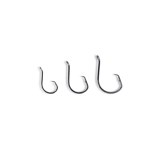 UMT - 100 Pack Inline Fishing Circle Hooks Sizes 4/0 6/0 8/0 Black Nickel High Carbon Steel Superior Terminal Tackle Saltwater and Freshwater - size: 4/0 - 100pcs
