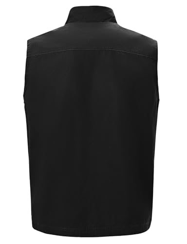 TBMPOY Men's Lightweight Vest Cotton Stylish Sleeveless Travel Casual Work Canvas Outerwear Utility Jacket Fishing Hiking - color: Black, size: Medium