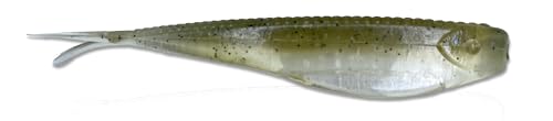 Phat Pak Baits - Micro Drunkin Shad Tiny Fluke Style LiveScope FFS Soft Jerkbait 2.5" 30ct Soft Plastic BFS Bass Fishing Lure - color: Clear Water Green Money Minnow