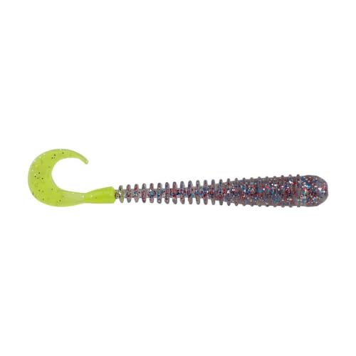 Berkley Berkley PowerBait Rib Worm - color: Firecracker/Chartreuse
