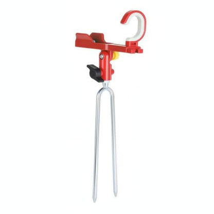 Fishing Rod Holder with Ground Spike, Foldable Metal Stake for Riverbank and Seaside Angling (1 PC) - color: Red