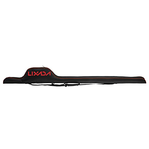 Lixada 63 Inch Fishing Rod Bag Portable Fishing Rod Reel Protective Case, Folding Fishing Pole Holder Cover Rod Tackle Organizer - color: Red