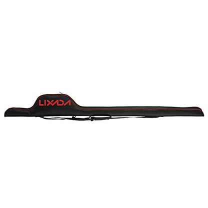 Lixada 63 Inch Fishing Rod Bag Portable Fishing Rod Reel Protective Case, Folding Fishing Pole Holder Cover Rod Tackle Organizer - color: Red