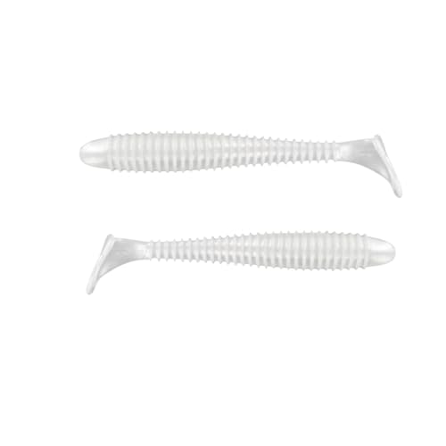 Moose Baits 3.8” Paddle Swimmer Soft Plastic Baits – Bass Fishing Lures - Soft Lure Bass, Durable Plastic Bait Swimmer for Freshwater Bass (6 Pack) - color: Pearl