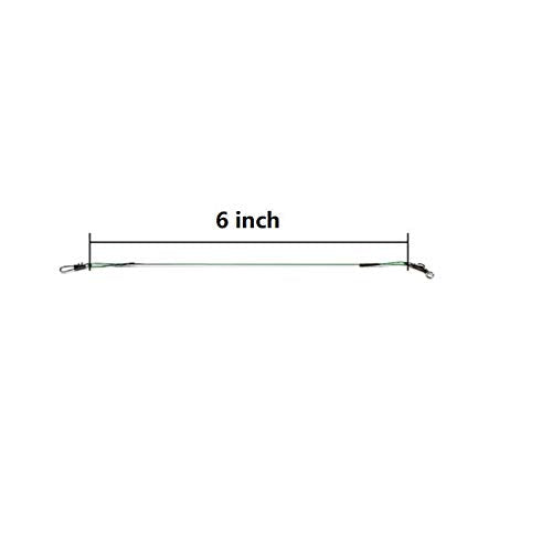 50pcs Fishing Wire Leaders Heavy Duty Nylon-Coated Fishing Line Wire Leaders with Swivels and Snaps 6inch Black/Green/Silver - color: 50pcs green, size: 6 inch