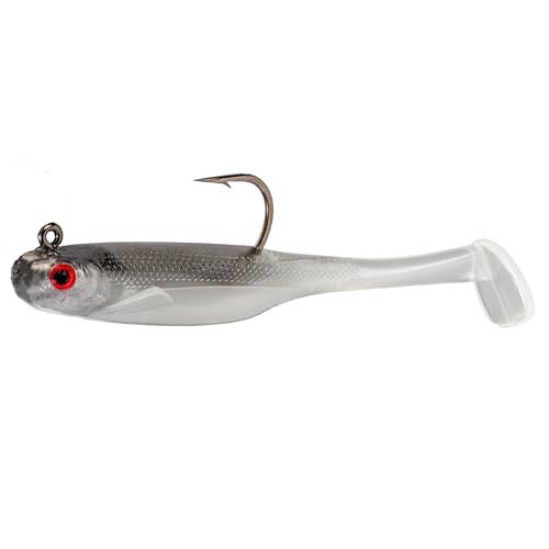 Strike King Homing Minnow Fishing Lure, Pre-Rigged Soft Plastic Swimbait, 3-Pack - color: Ghost Shad, size: 3"