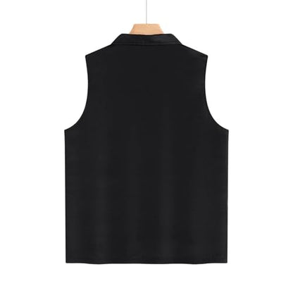 Men Women Outdoor Fishing Vest Zip Up Travel Hiking Summer Outerwear Unisex Mesh Breathable Waistcoat Lightweight - color: Black, size: 3X-Large