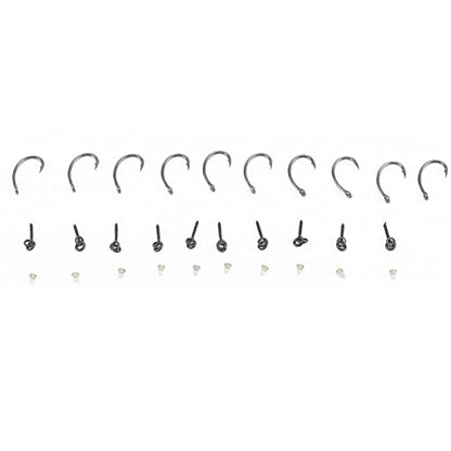 30Pcs Carp Fishing, Carp Hooks, Carp Fishing Rig Hook Bait Stoppers Bait Screws Terminal Tackle