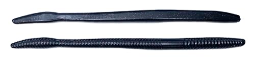 Phat Pak Baits - Slinky Worm Zoom Trick Worm Style Straight Tail Floating Worm Bass Fishing Lure 20ct 6.5" - color: Midnight Leech