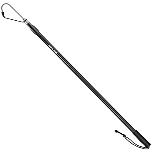 SANLIKE Telescopic Fishing Gaff Fiberglass Pole with Nonslip Rubber Handle | With Stainless Steel Hook with M8 Screw - size: Small