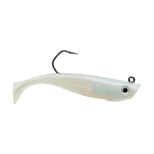 Hogy Protail Paddle Pre-Rigged Swimbait Saltwater Fishing Lure VMC Hook | Pre-rigged paddle tail swimbait with VMC Barbarian hook for Striped Bass, Bluefish, Snook, Tarpon & Tuna. - color: Bone, size: 5.5"/2oz