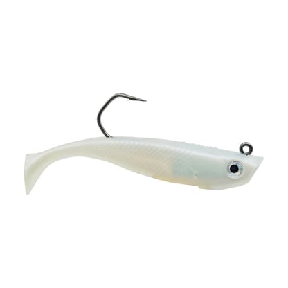 Hogy Protail Paddle Pre-Rigged Swimbait Saltwater Fishing Lure VMC Hook | Pre-rigged paddle tail swimbait with VMC Barbarian hook for Striped Bass, Bluefish, Snook, Tarpon & Tuna. - color: Bone, size: 5.5"/2oz