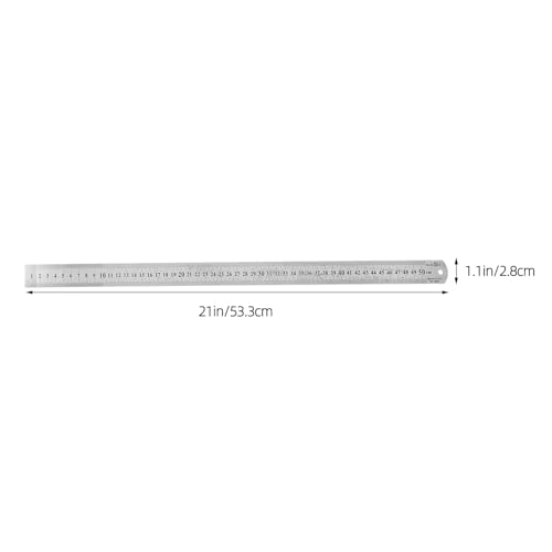 Lurrose 5pcs Double-Sided Stainless Steel Rulers with Metric and Imperial Scales, Metal Measuring Yardsticks Set for School, Office, and Construction Use, Straight Ruler Kit