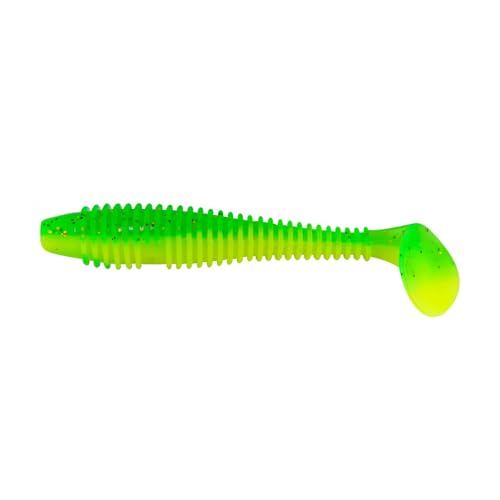15 Pack Soft Lure, Curly Tail Twisted Worm Bait, Dual Color High Flexible for All Game Fish Freshwater Saltwater - color: Green