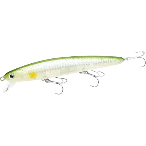 LUCKY CRAFT FlashMinnow 110 Ghost Series Saltwater Fishing Lures, Jerkbait for Halibut and Bass Fish, Slow Suspending 1–2 ft, Surf Fishing Gear and Tackle Box Accessories - color: 829 MS Ghost Ayu
