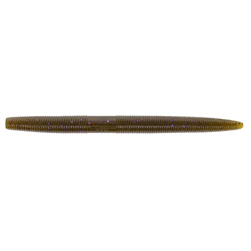 Yamamoto Senko Soft Plastic Worm Easy to Use Bass Fishing Stick Bait Lures - color: GREEN PUMPKIN W/ PURPLE & COPPER FLAKE, size: 6 Inch