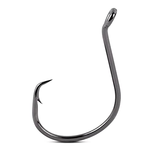 UCEC Circle Hooks Fishing Hooks 2X Strong Offset Circle Hooks Saltwater Black High Carbon Steel Octopus Catfish Hooks Fishing Gear Tackle 150pcs/ 240pcs - Size:#1 1/0 2/0 3/0 4/0 5/0 6/0 8/0 - color: Silver One Size, size: 40pcs, 5/0