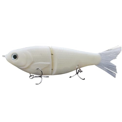 HADORAM Lure Slow Sinking Glide Bait with Fur Tail Lifelike Fishing Tackle for Trout Shad Bass Musky - color: Color White