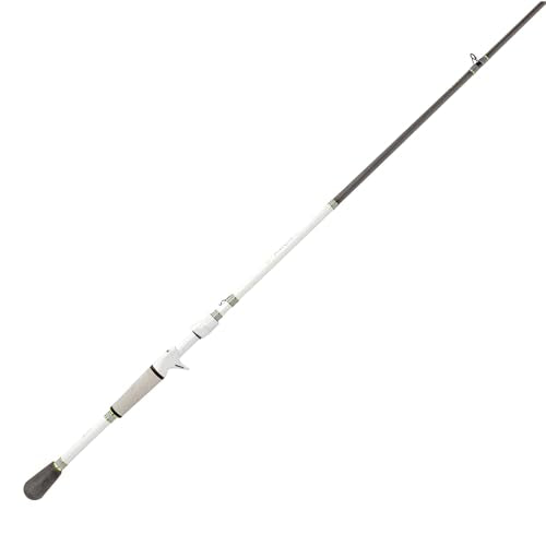 Lew's MACH 1 Casting Fishing Rod, 7-Foot, 2-Piece IM7 Graphite Rod with Medium Power and Moderate-Fast Action, Winn Dri-Tac Split-Grip, Graphite Skeletal Reel Seat, White/Black/Green