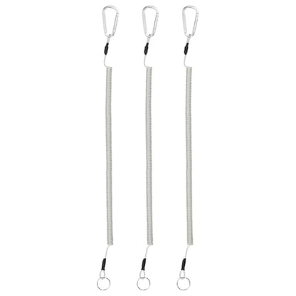 16.54IN Retractable Safety Coiled Lanyard [3PCS] - Steel Wire Fishing Rod Safety Lanyard Use for Pliers Boating - color: Silver Tone
