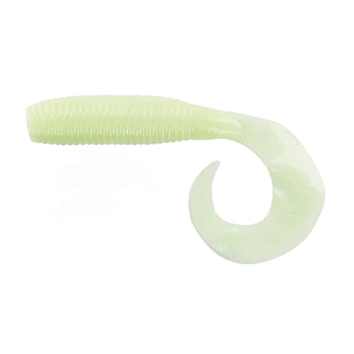 Yamamoto 5 Single Tail Grub Soft Plastic Fishing Angling Swimbait Lures with Tail-Curling Action - 20 Pack - color: LUMINOUS WHITE (20 PACK)