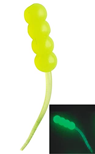 Dancing Waxie 1.5 Inch Panfish/Crappie/Perch Bait - 40 Pack - Scented - color: Chartreuse Glow