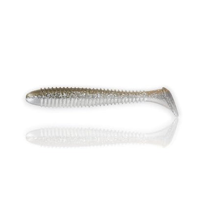 Moose Baits 3.8” Paddle Swimmer Soft Plastic Baits – Bass Fishing Lures - Soft Lure Bass, Durable Plastic Bait Swimmer for Freshwater Bass (6 Pack) - color: Shad