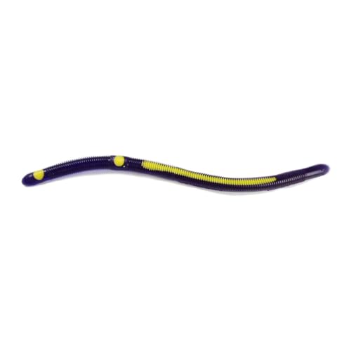 Kelly's Striper 12 Pack Anise Scented 3 Hook Pre-Rigged Worms, Plastic, 5.5 Inches, 8 Colors, Made in USA - color: Purple/Yellow