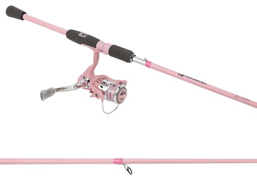 Profishiency Blush Spinning Fishing Combo | 6'6" 2-Piece Medium Rod, Fiberglass Rod, 3000 Size Spinning Reel, 5.2:1 Gear Ratio, 4+1 Bearings, Pre-Spooled with 10 lb Line