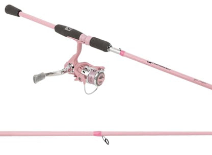 Profishiency Blush Spinning Fishing Combo | 6'6" 2-Piece Medium Rod, Fiberglass Rod, 3000 Size Spinning Reel, 5.2:1 Gear Ratio, 4+1 Bearings, Pre-Spooled with 10 lb Line