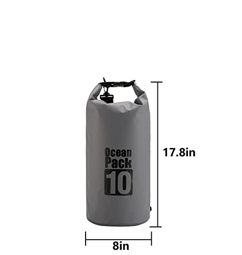 Dry Sack/Floating Waterproof Bag 2L/5L/10L/20L/30L for Boating, Kayaking, Hiking, Snowboarding, Camping, Rafting, Fishing and Backpacking - color: Gary, size: 10L