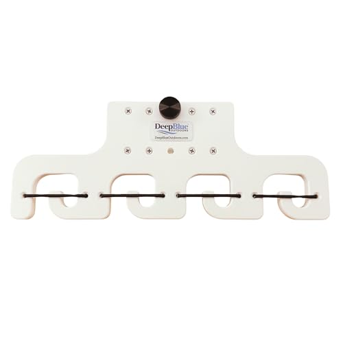 Pontoon Boat Fishing 4-Rod-Holder – No-Tool Rail Mount | USA Made | Deep Blue Outdoors - color: White