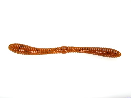 Lunker City Fishing 5" Spanky Worm 3 Pack Bundle Soft Plastic Bass Lure Wacky Rig Salted Jigging Stick Bait, 21 Total Lures, Made in The USA - color: 194 Peanutbutter Pumpkinseed