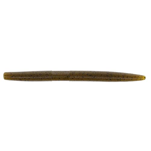Yamamoto 7" Senko Soft Plastic Worm Easy to Use Fishing Stick Bait Lures for Deep & Offshore Fish - 5 Pack - color: GREEN PUMPKIN W/ LARGE BLACK FLAKE
