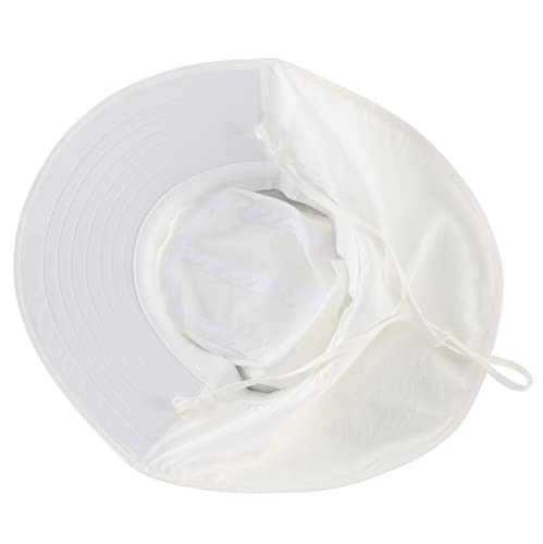 Connectyle Kids Large Brim UV Protection Sun Hat with Neck Flap Mesh Fishing Cap - color: White