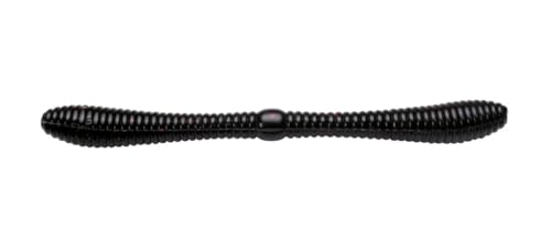 Lunker City Fishing 5" Spanky Worm 3 Pack Bundle Soft Plastic Bass Lure Wacky Rig Salted Jigging Stick Bait, 21 Total Lures, Made in The USA - color: 129 Black Neon
