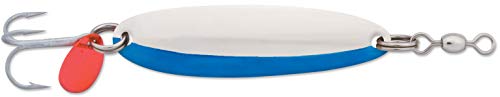 Luhr Jensen Krocodile Spoon w/Treble Hook - style: Chrome/Neon Blue Side Stripe, 3/8 Oz - 2 1/8 Inch