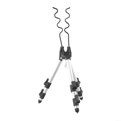 Aluminum Alloy Telescopic Fishing Rod Holder Tripod Stand, Collapsible Pole Bracket with Ground Spikes and Hook for Stability, Supports Up to 7 Rods - color: A Silver