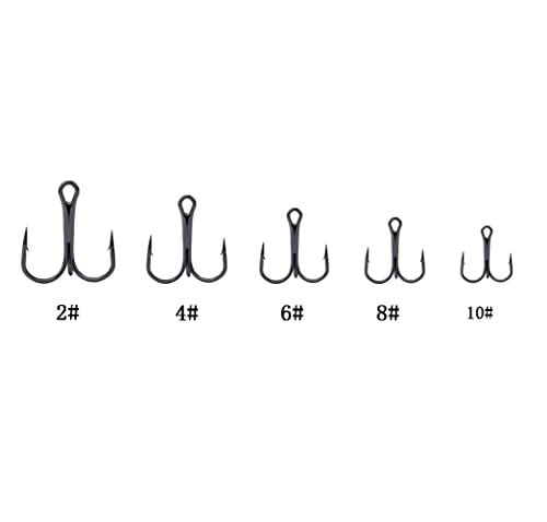 AMHDV 100pcs Treble Hooks Barbed Sharp Treble Hook for Freshwater and Saltwater - color: Black, size: 4# 100pcs