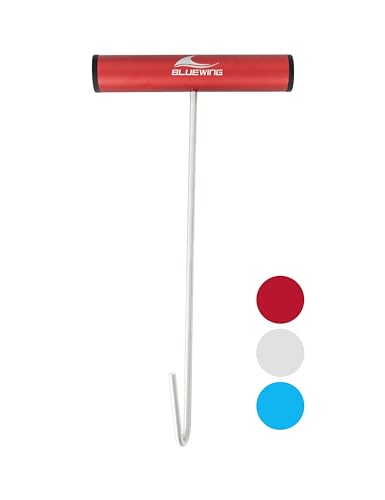 BLUEWING Fishing Hook Remover 12in/24in Stainless Steel Fish Dehooker Saltwater Push and Pull Dehooking Tool, Twist Resistance Design 1pc - color: Red, size: 12", style: Single Curve Design