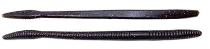Phat Pak Baits - Slinky Worm Zoom Trick Worm Style Straight Tail Floating Worm Bass Fishing Lure 20ct 6.5" - color: Green Pumpkin SP Purple Flake